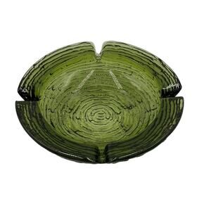 Anchor Hocking Vintage MCM Large Soreno Ashtray/Trinket Dish Avocado Olive Green